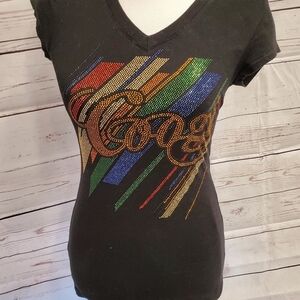 Coogi V-Neck Sparkle Top SZ SM